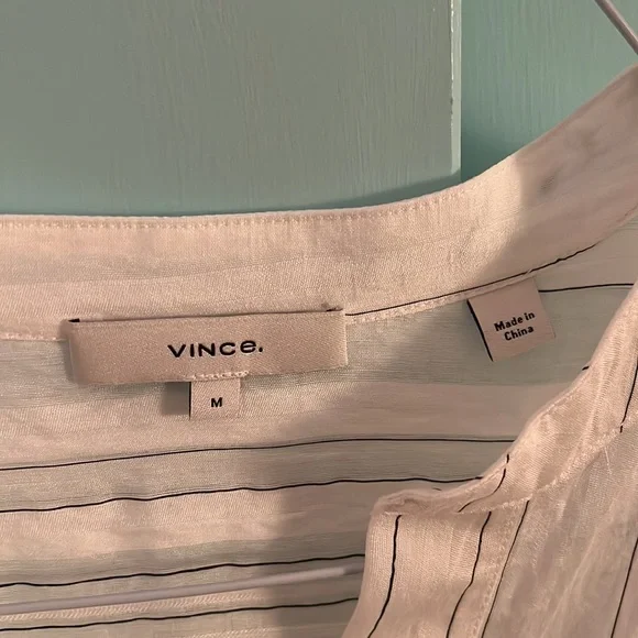 Vince V-neck Tunic Blouse with Stripe - Picture 5 of 7